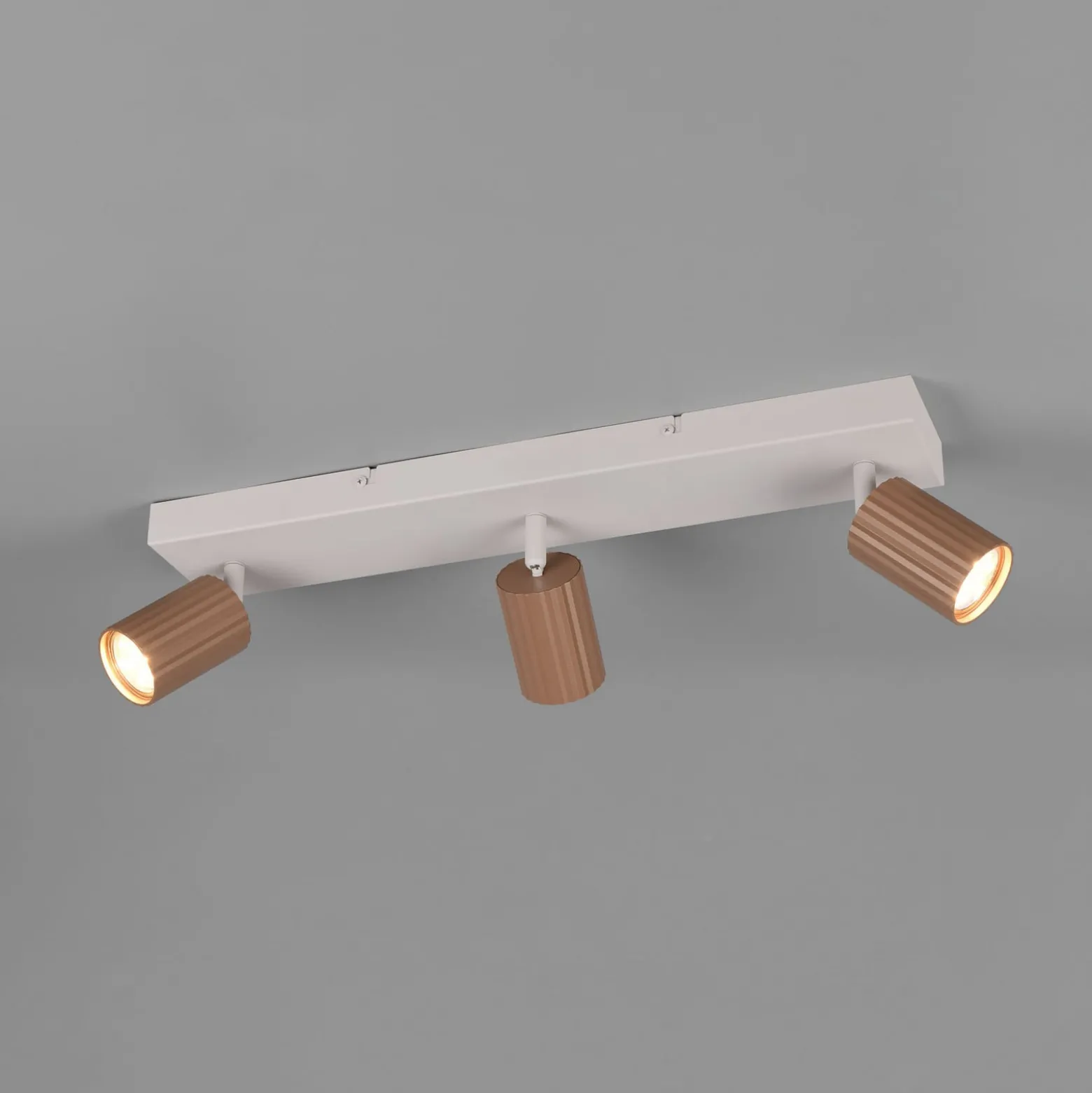 Deckenstrahler Soka, braun/grau, Länge 50 cm, Metall, 3-flg.