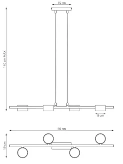 Deckenstrahler Sora, Länge 80 cm, Metall, 4-flg.