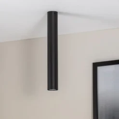 Deckenstrahler Tecno 1L, Stahl, GU10, Höhe 45 cm, schwarz