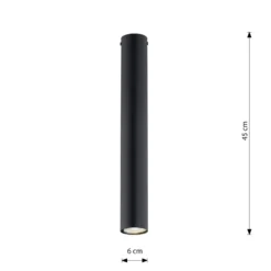Deckenstrahler Tecno 1L, Stahl, GU10, Höhe 45 cm, schwarz