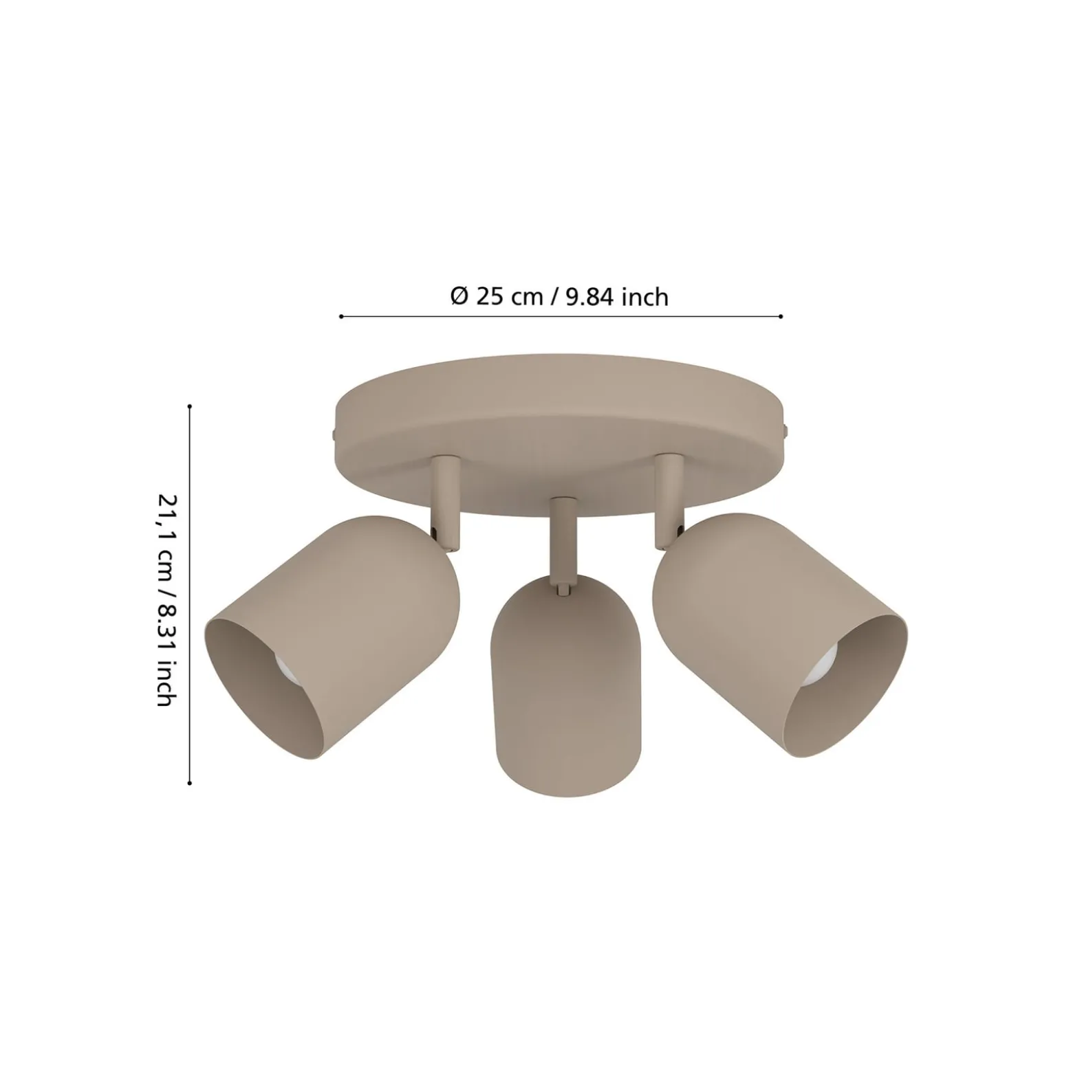 Deckenstrahler Tilston, beige, Ø 25 cm, 3-flammig, Stahl