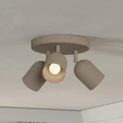 Deckenstrahler Tilston, beige, Ø 25 cm, 3-flammig, Stahl