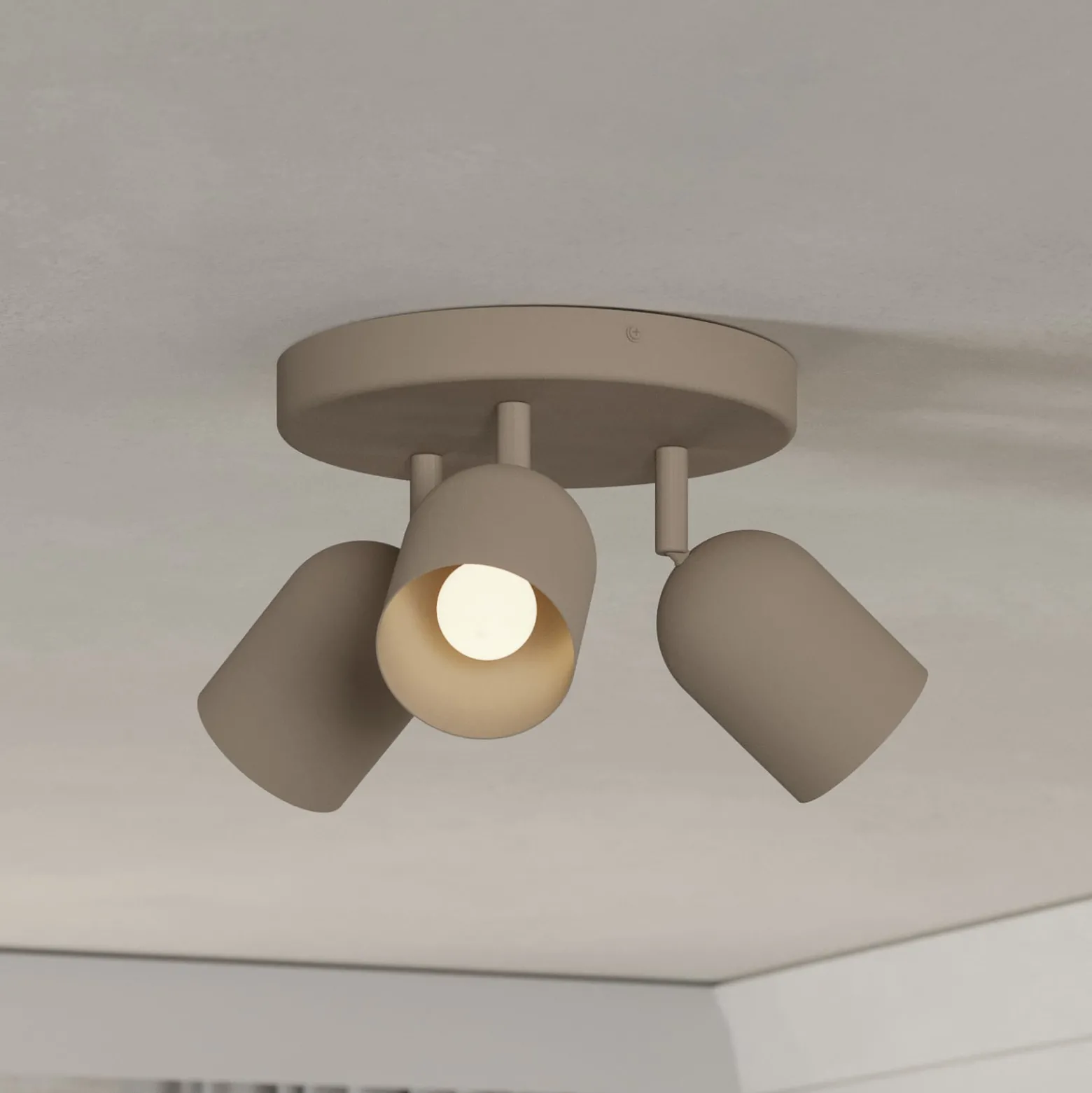 Deckenstrahler Tilston, beige, Ø 25 cm, 3-flammig, Stahl