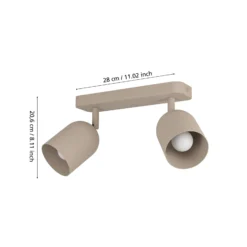 Deckenstrahler Tilston, beige, Länge 28 cm, 2-flg., Stahl