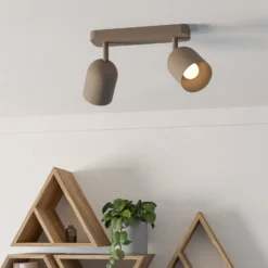Deckenstrahler Tilston, beige, Länge 28 cm, 2-flg., Stahl