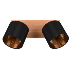 Deckenstrahler Tommy, holz/schwarz/gold, Länge 30 cm, 2-flg.