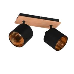 Deckenstrahler Tommy, holz/schwarz/gold, Länge 30 cm, 2-flg.