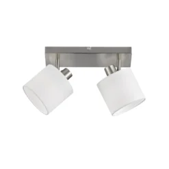Deckenstrahler Tommy, nickel/weiß, Länge 28 cm, 2-flg. Stoff
