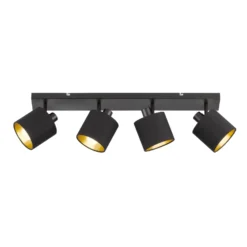 Deckenstrahler Tommy, schwarz/gold, Länge 70 cm, 4-flg.
