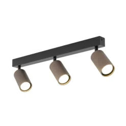 Deckenstrahler Tune, 3-flammig, braun, Metall, Länge 66 cm