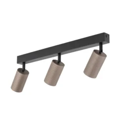Deckenstrahler Tune, 3-flammig, braun, Metall, Länge 66 cm