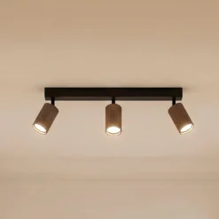 Deckenstrahler Tune, 3-flammig, braun, Metall, Länge 66 cm