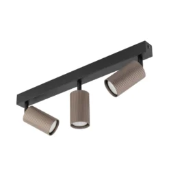 Deckenstrahler Tune, 3-flammig, braun, Metall, Länge 66 cm