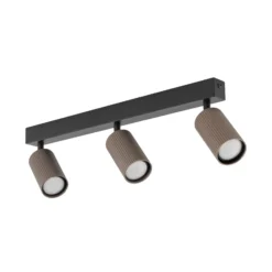 Deckenstrahler Tune, 3-flammig, braun, Metall, Länge 66 cm