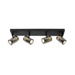 Deckenstrahler Upton, Länge 56 cm, schwarz/rauchgrau, 4-flg.