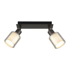 Deckenstrahler Villegas, schwarz/grau, Glas, 28 cm lang, E14