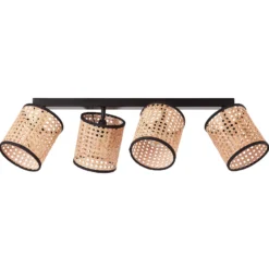 Deckenstrahler Wiley mit Rattan, vierflammig