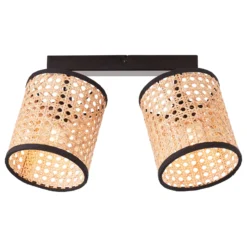 Deckenstrahler Wiley, zweiflammig mit Rattan