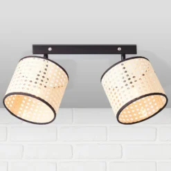 Deckenstrahler Wiley, zweiflammig mit Rattan