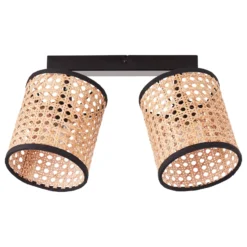 Deckenstrahler Wiley, zweiflammig mit Rattan