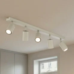Deckenstrahler Zoom, 5-flammig, grau-beige, Stahl, GU10