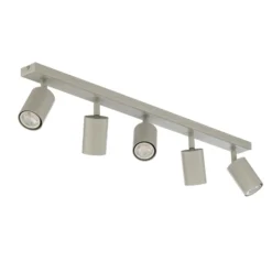 Deckenstrahler Zoom, 5-flammig, grau-beige, Stahl, GU10