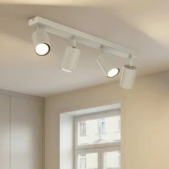 Deckenstrahler Zoom, 4-flammig, grau-beige, Stahl, GU10