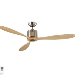 Deckenventilator AEROPLAN ECO, chrom/kiefer, Ø 132 cm, leise