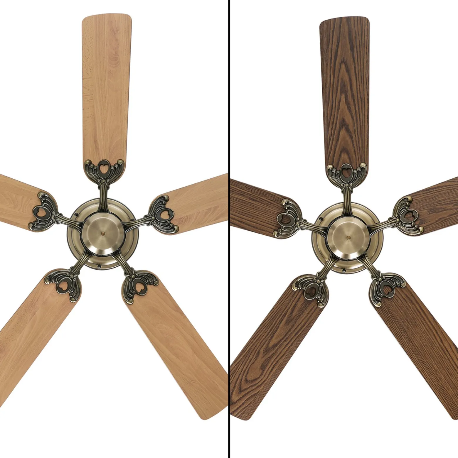 Deckenventilator ECO ELEMENTS, eiche/messing, Ø 132 cm leise