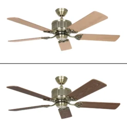 Deckenventilator ECO ELEMENTS, eiche/messing, Ø 132 cm leise