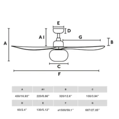 Deckenventilator mit Licht Outwood, weiß, DC, leise, Ø150cm