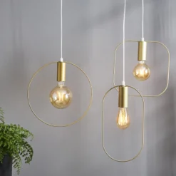 Deko-Hängeleuchte Shape mit Quadrat, gold