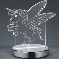 3D-Hologramm-Tischleuchte Karo m. Einhorn-Motiv