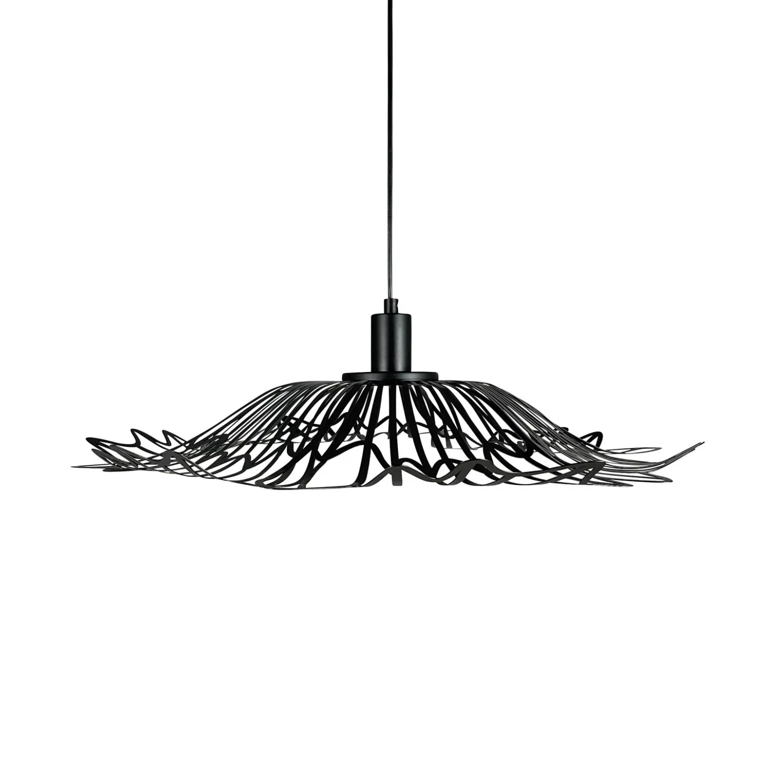 Dyberg Larsen Hängelampe Flora, schwarz matt, Ø 60 cm Metall