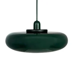 Dyberg Larsen Hängelampe Planet, dunkelgrün, Ø 40 cm, Metall