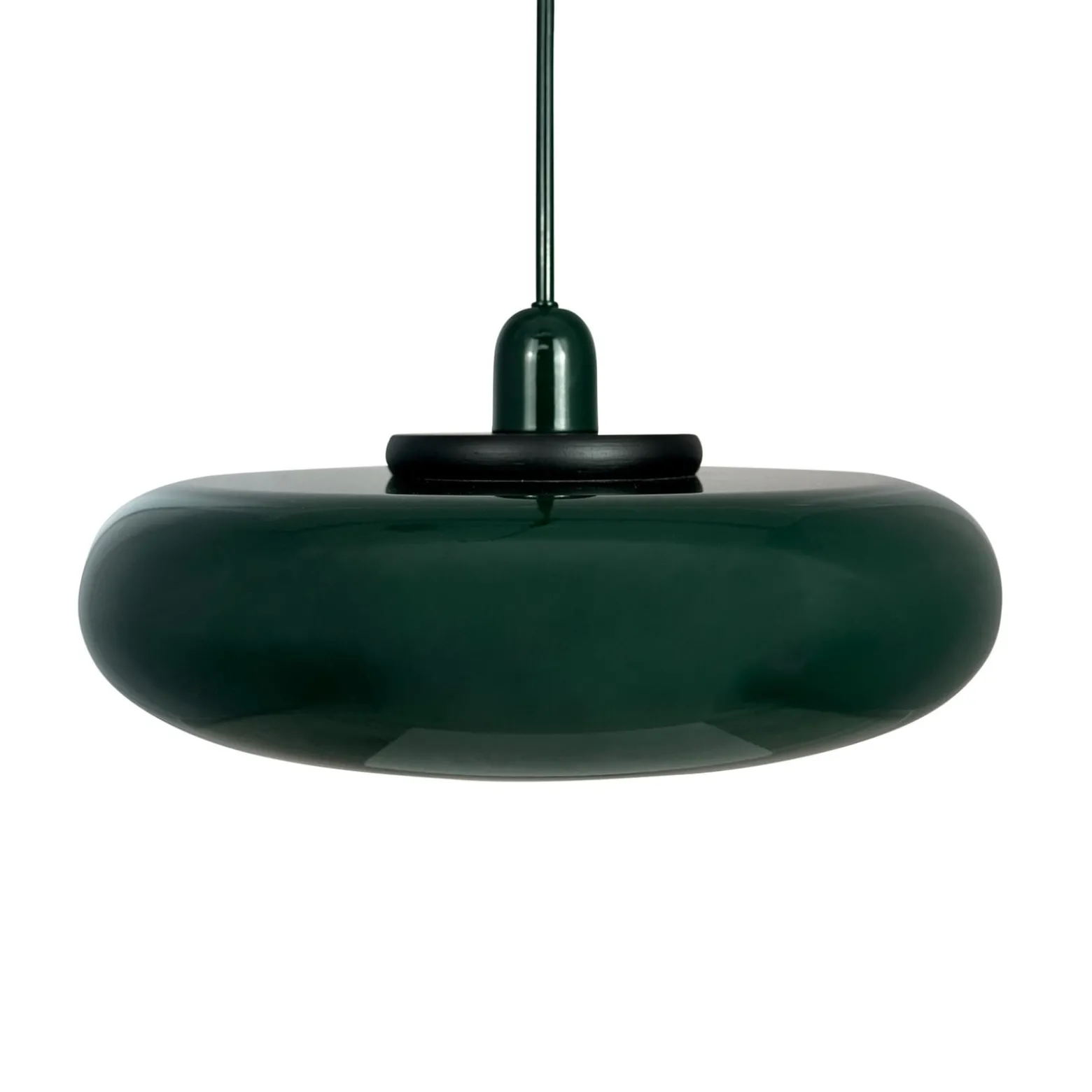 Dyberg Larsen Hängelampe Planet, dunkelgrün, Ø 40 cm, Metall