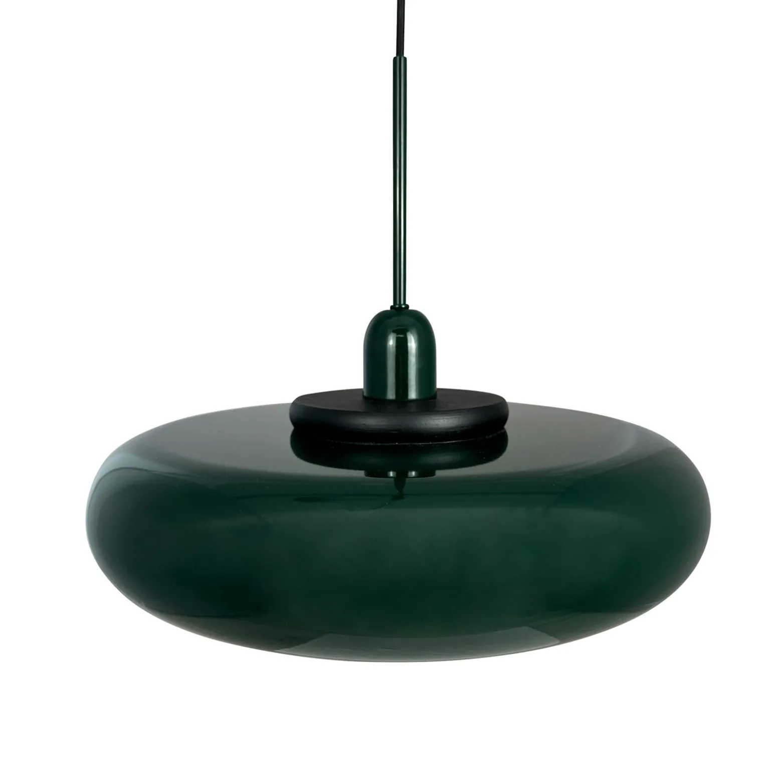 Dyberg Larsen Hängelampe Planet, dunkelgrün, Ø 40 cm, Metall