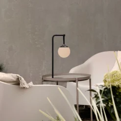 Dyberg Larsen LED-Akku-Dekolampe Odin, schwarz/weiß, IP44