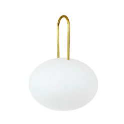Dyberg Larsen LED-Akku-Laterne Ellipse, weiß/messing, IP44