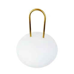 Dyberg Larsen LED-Akku-Laterne Ellipse, weiß/messing, IP44