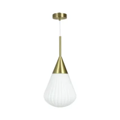 Dyberg Larsen Pendellampe Ballon, Ø 21 cm weiß/messingfarben