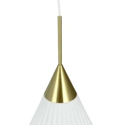 Dyberg Larsen Pendellampe Ballon, Ø 21 cm weiß/messingfarben