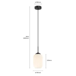 Dyberg Larsen Riflet Pendellampe aus Glas, Ø 14 cm