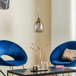 EBB & FLOW Lute Pendelleuchte Platin, Glas grau