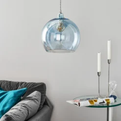 EBB & FLOW Rowan Hängeleuchte blau-silber Ø 28cm