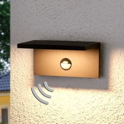 Eckige LED-Außenwandlampe Darina, Bewegungsmelder