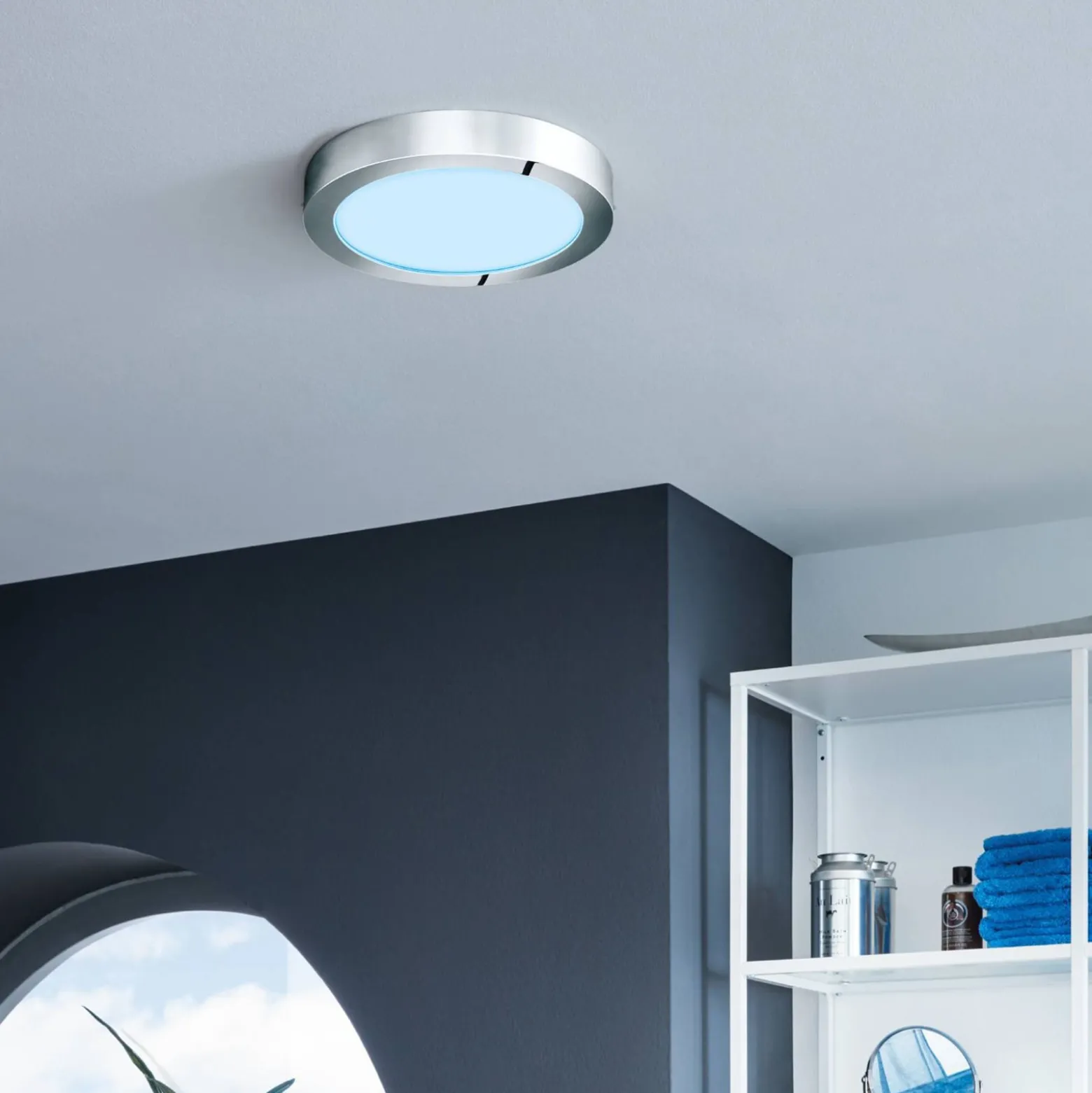 EGLO connect Fueva-C Deckenlampe rund 30 cm chrom
