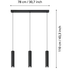 EGLO connect LED-Hängeleuchte Balamorta-Z, 3-fl., schwarz