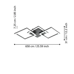 EGLO connect Paranday-Z LED-Deckenlampe 3-flg 65cm
