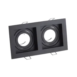 Einbauleuchte Grid Two, 2-flg, schwarz, 18,5x10cm, Alu, GU10
